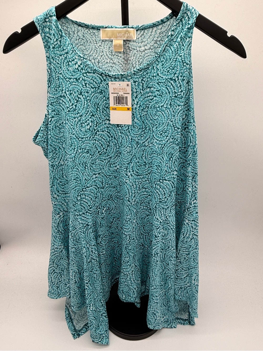 Michael Kors NWT Turquoise Paisley Swing Tunic Tank Top Sz M Cotton Modal